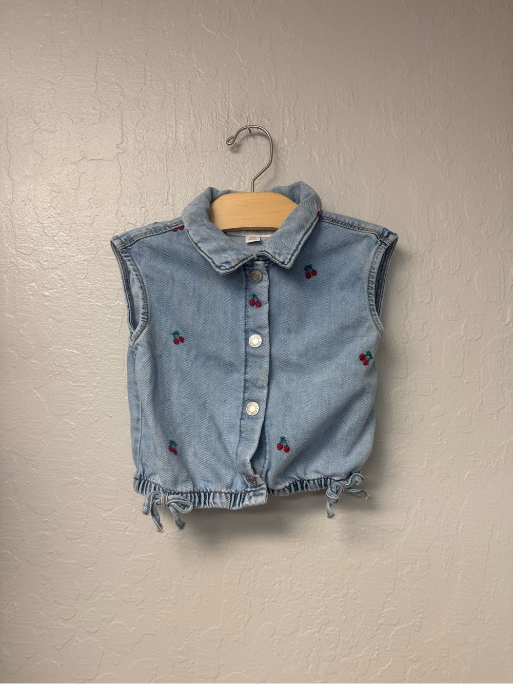 $20 ADD ON zara cherry denim top button down 5Y rylee + cru mini boden h&m
